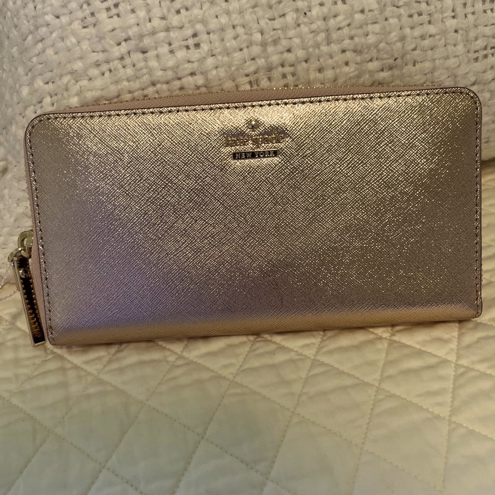 Kate Spade New York Spencer Metallic Slim Continental Rose Gold Wallet